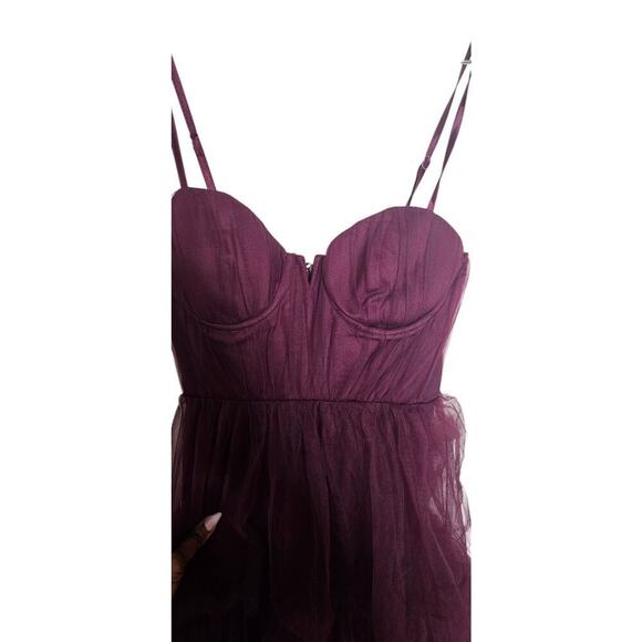 New Lulus Plum Purple Tulle Bustier Tiered Maxi Dress SZ S - Picture 6 of 11